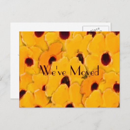 Yellow Daisies New Address Floral Ankündigungspostkarte (Vorne/Hinten)