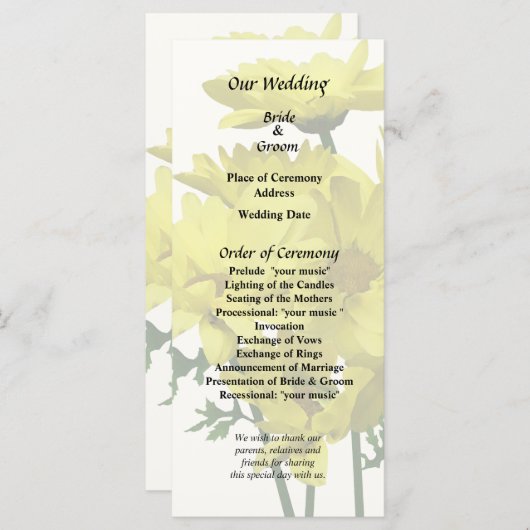 Yellow Daisies Programm (Vorne/Hinten)