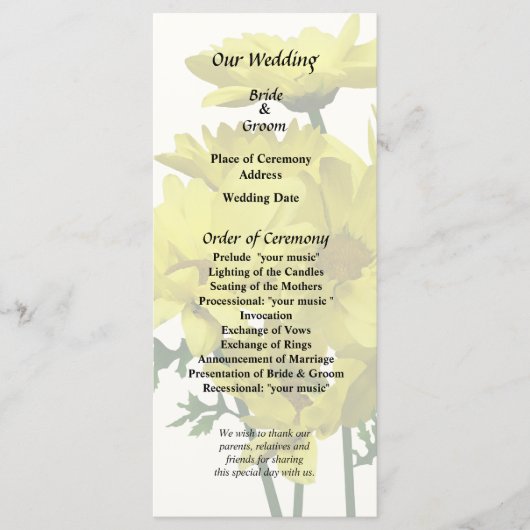 Yellow Daisies Programm (Vorderseite)