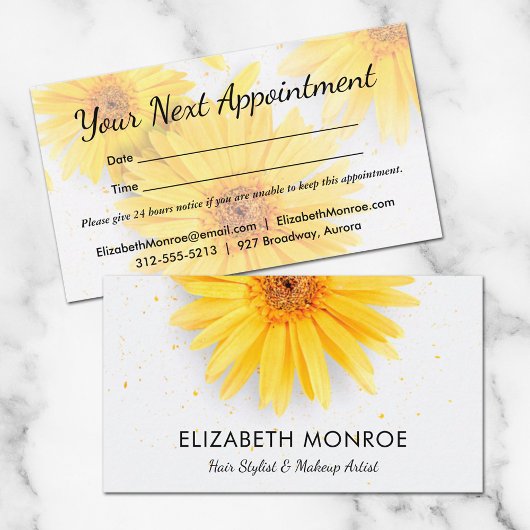 Yellow Daisies Salon Hair Stylist Terminkarte