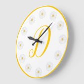 Yellow Daisies Spring Flowers Daisy Floral Initial Große Wanduhr (Winkel)