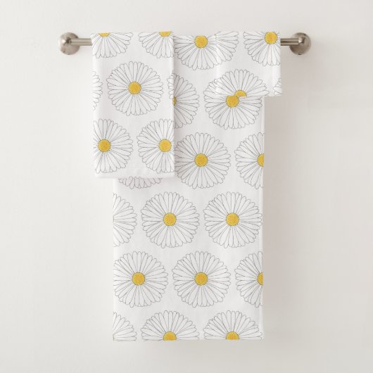 Yellow Daisies Spring Flowers Daisy Floral Print Badhandtuch Set (Insitu)