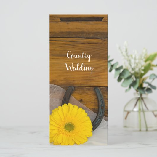Yellow Daisy and Horseshoe Western Wedding Program Programm (Stehend Vorderseite)
