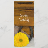 Yellow Daisy and Horseshoe Western Wedding Program Programm (Vorderseite)