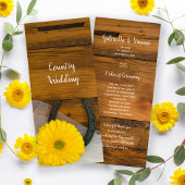 Yellow Daisy and Horseshoe Western Wedding Program Programm