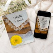 Yellow Daisy and Lace Country Stones Wedding Einladung