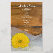Yellow Daisy and Pearls Country Barn Wedding Menu (Vorderseite)