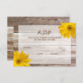 Yellow Daisy Barn Wood Wedding RSVP Response Card (Vorne/Hinten)