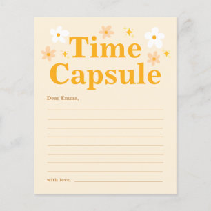 Yellow Daisy Birthday Time Capsul Party Game Card