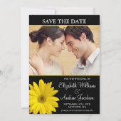 Yellow Daisy Black Foto Save the Date (Vorderseite)