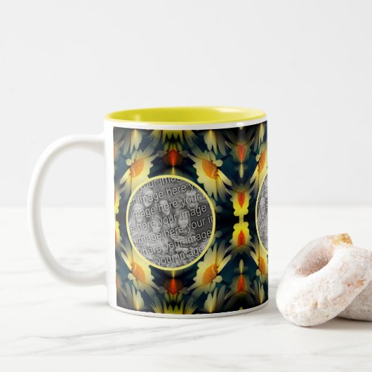 Yellow Daisy Blume Abstrakt Erstellen Sie Ihr eige Zweifarbige Tasse (Mit Donut)