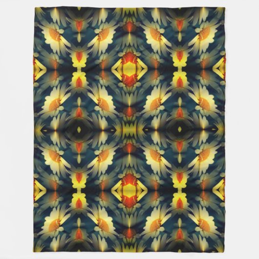 Yellow Daisy Blume Abstrakt Fleecedecke (Vorderseite)