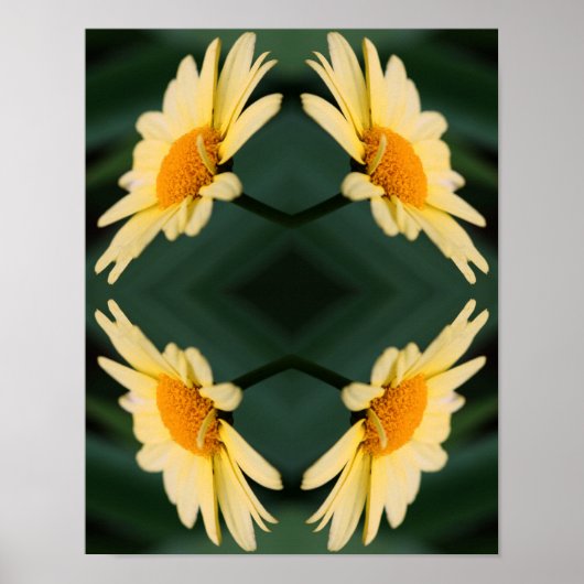 Yellow Daisy Blume Nah Up Mirror Abstrakt Poster (Vorne)