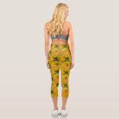 Yellow Daisy Blume Nattern Pattern Capri Leggings (Rückseite)