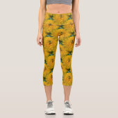 Yellow Daisy Blume Nattern Pattern Capri Leggings (Vorderseite)