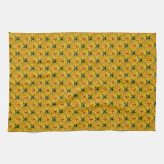 Yellow Daisy Blume Nattern Pattern Geschirrtuch (Horizontal)
