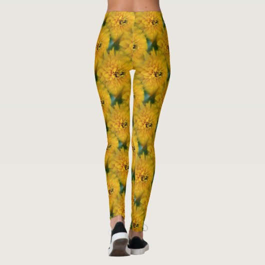 Yellow Daisy Blume Nattern Pattern Leggings (Rückseite)