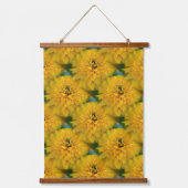 Yellow Daisy Blume Nattern Pattern Wandteppich Mit Holzrahmen (Vorderseite)