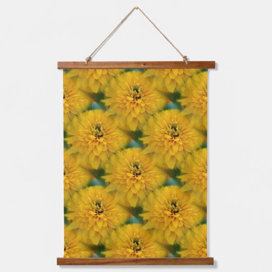 Yellow Daisy Blume Nattern Pattern Wandteppich Mit Holzrahmen (Vorderseite)