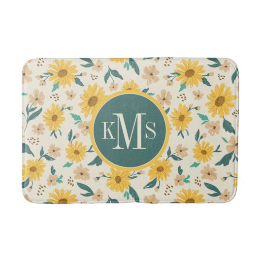 Yellow Daisy Blume Pattern Badematte (Vorderseite)