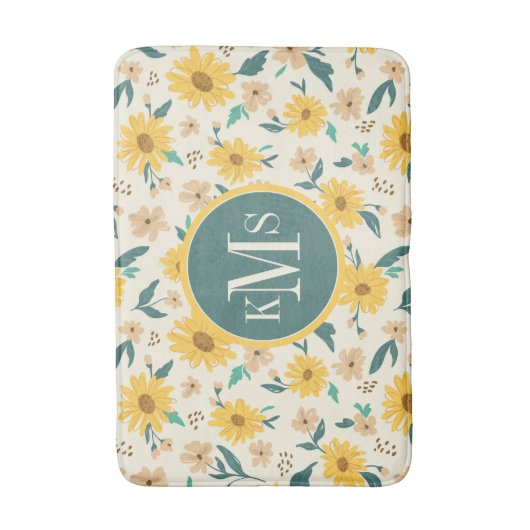 Yellow Daisy Blume Pattern Badematte (Vorderseite Vertikal)