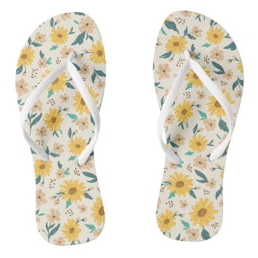 Yellow Daisy Blume Pattern Badesandalen (Fußbett)