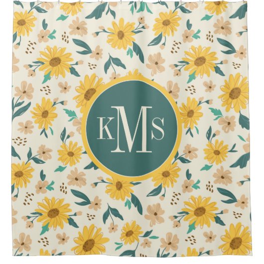 Yellow Daisy Blume Pattern Duschvorhang (Vorderseite)