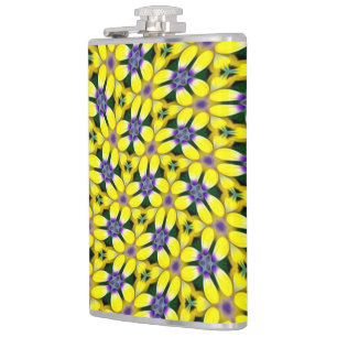 Yellow Daisy Blume Pattern Flachmann
