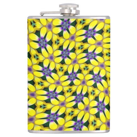 Yellow Daisy Blume Pattern Flachmann (Vorderseite)
