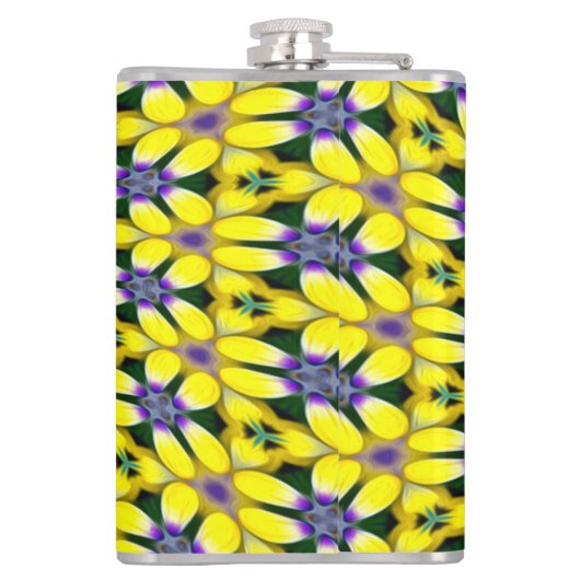 Yellow Daisy Blume Pattern Flachmann (Rückseite)