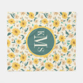 Yellow Daisy Blume Pattern Fleecedecke (Vorderseite (Horizontal))