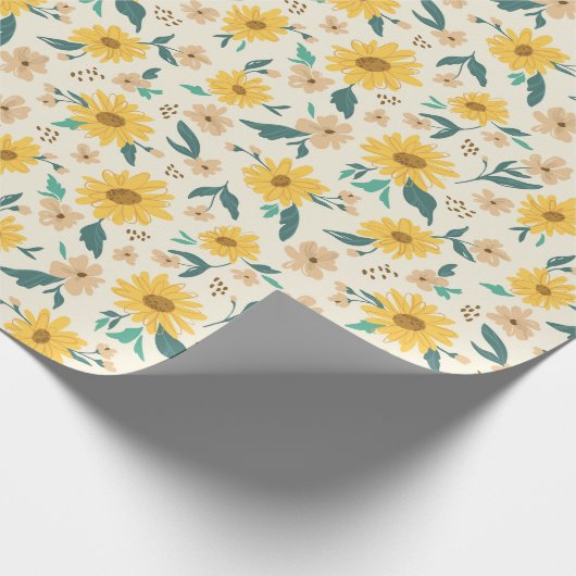 Yellow Daisy Blume Pattern Geschenkpapier (Ecke)