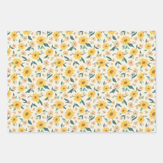 Yellow Daisy Blume Pattern Geschenkpapier Set (Vorderseite 2)