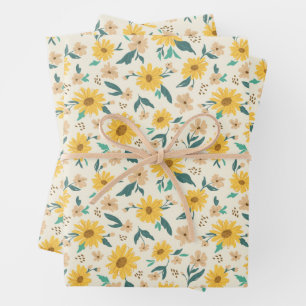 Yellow Daisy Blume Pattern Geschenkpapier Set