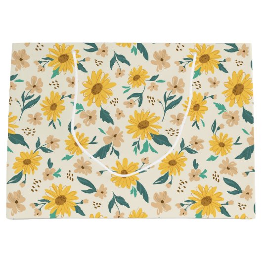 Yellow Daisy Blume Pattern Große Geschenktüte (Vorderseite)