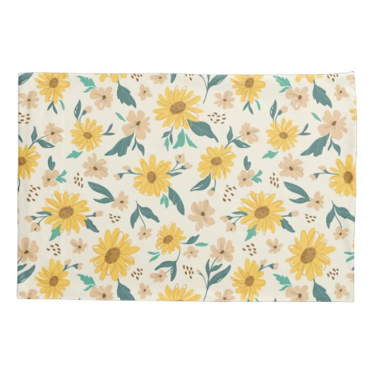 Yellow Daisy Blume Pattern Kissenbezug (Rückseite)