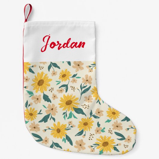 Yellow Daisy Blume Pattern Kleiner Weihnachtsstrumpf (Vorderseite)