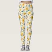 Yellow Daisy Blume Pattern Leggings (Vorderseite)