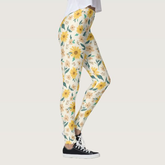Yellow Daisy Blume Pattern Leggings (Rechts)