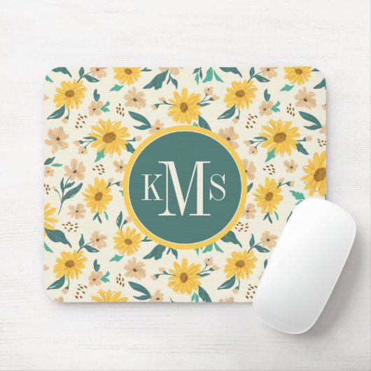 Yellow Daisy Blume Pattern Mousepad (Mit Mouse)
