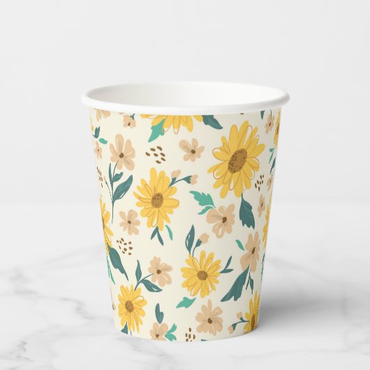 Yellow Daisy Blume Pattern Pappbecher (Rückseite)