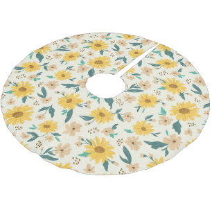 Yellow Daisy Blume Pattern Polyester Weihnachtsbaumdecke