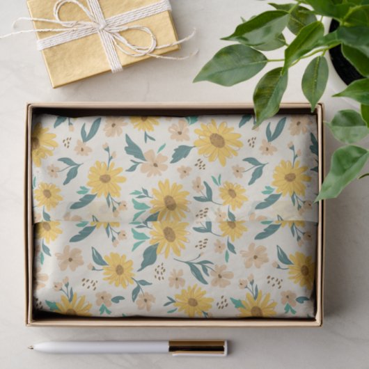 Yellow Daisy Blume Pattern Seidenpapier (Geschenk)