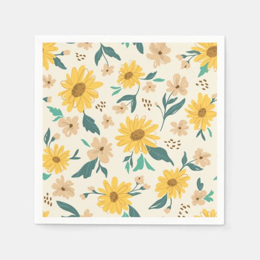 Yellow Daisy Blume Pattern Serviette (Vorderseite)