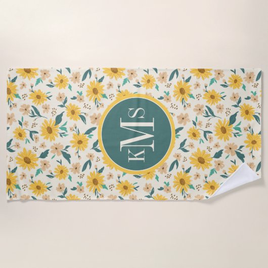 Yellow Daisy Blume Pattern Strandtuch (Vorderseite)