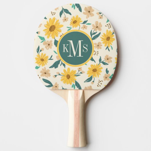 Yellow Daisy Blume Pattern Tischtennis Schläger (Vorderseite)