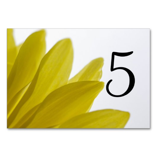 Yellow Daisy Blume Petals Tischnummern (Vorderseite)