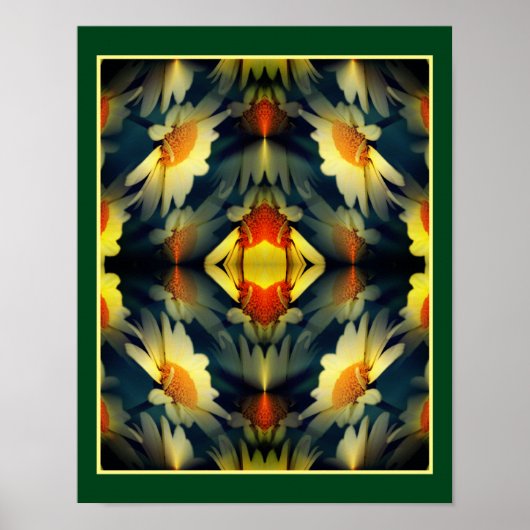 Yellow Daisy Blumen Mirror Abstrakt Poster (Vorne)