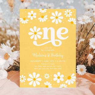 Yellow Daisy Boho Erster Geburtstag Einladung