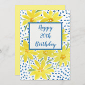 Yellow Daisy Bouquet Blue Dots Custom Geburtstag (Vorne/Hinten)